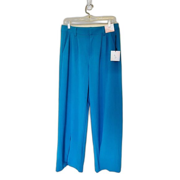 NWT Happily Grey Wide Leg Trouser Dress Pants Pleated Front Slit Tur sz 5 - Picture 1 of 9